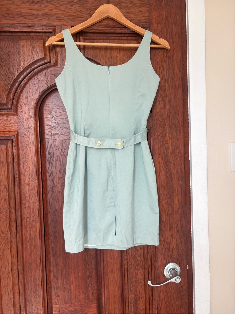 J Crew Scoop Neck Mint Sleeveless Sheath Dress with Button Belt - Picture 2 of 4